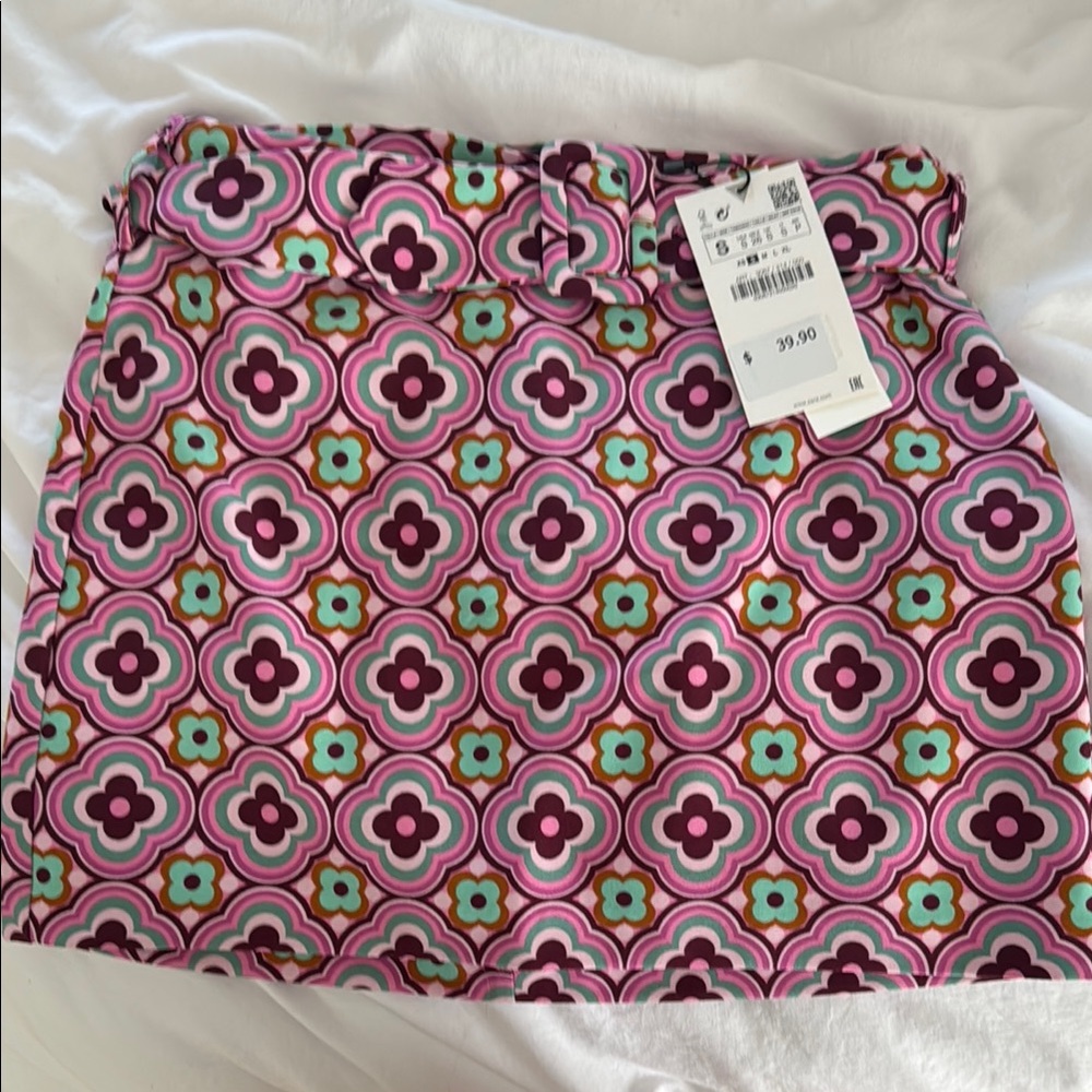 Zara Pink and White Mini Bubble Skirt